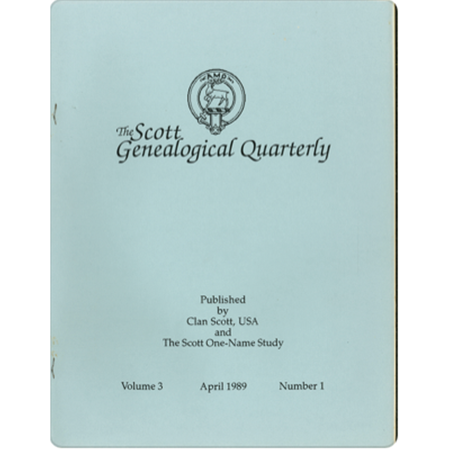 The Scott Genealogical Quarterly: Volume 3, Number 1, April 1989