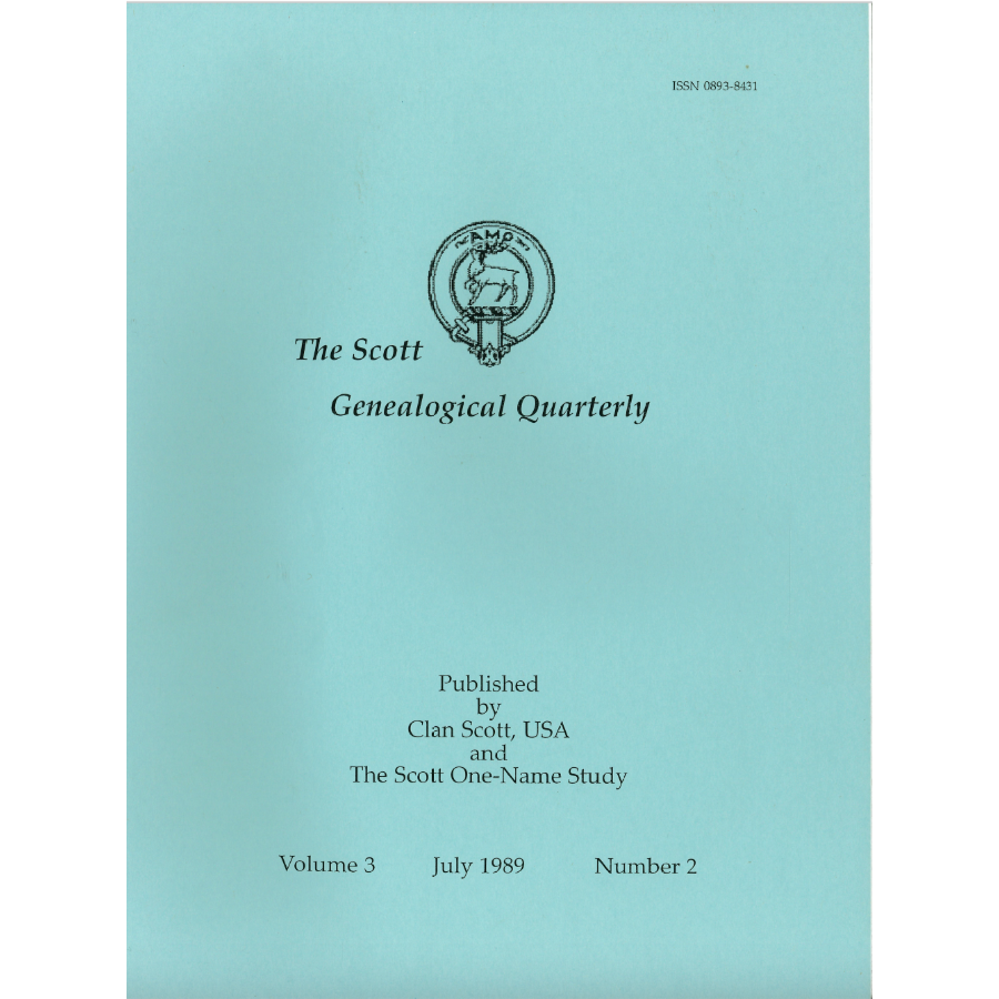 The Scott Genealogical Quarterly: Volume 3, Number 2, July 1989