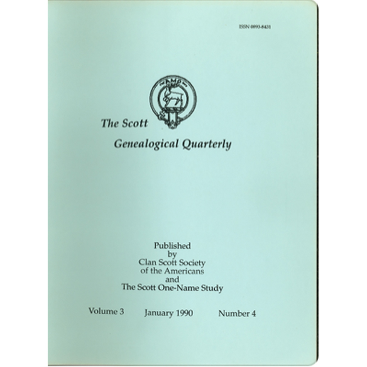 The Scott Genealogical Quarterly: Volume 3, Number 4, January 1990