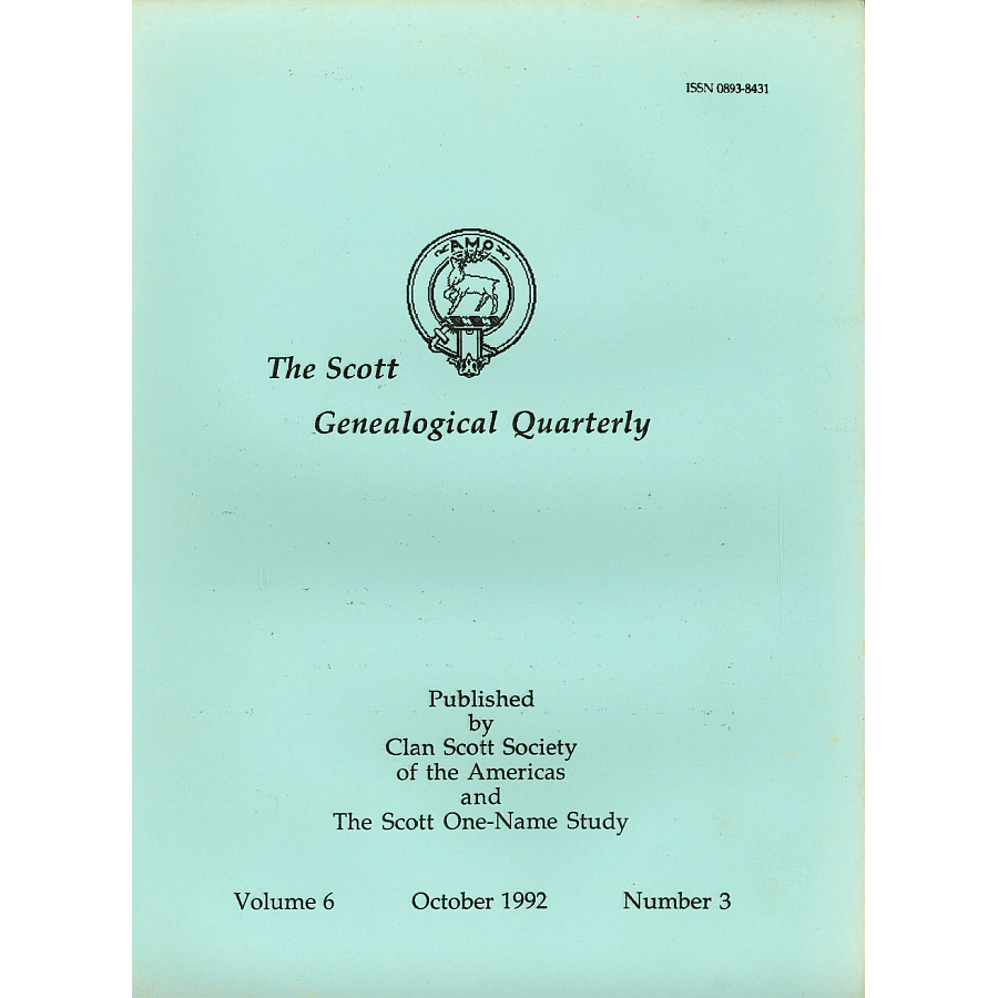 The Scott Genealogical Quarterly: Volume 6, Number 3, October 1992