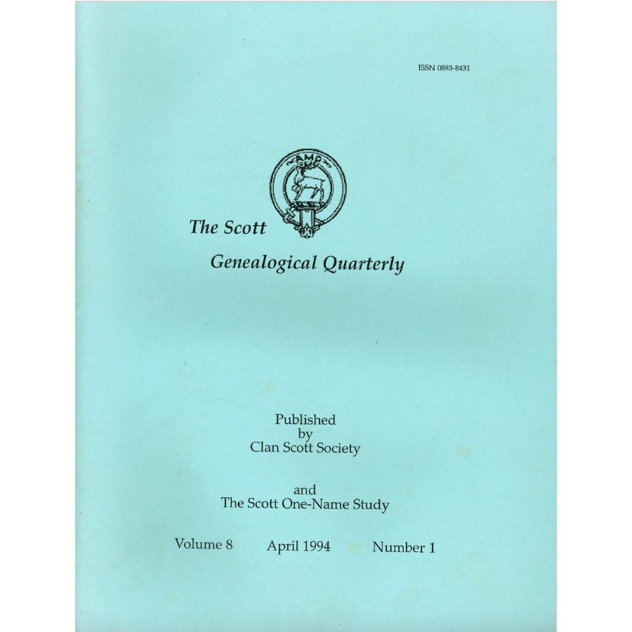 The Scott Genealogical Quarterly: Volume 8, Number 1, April 1994