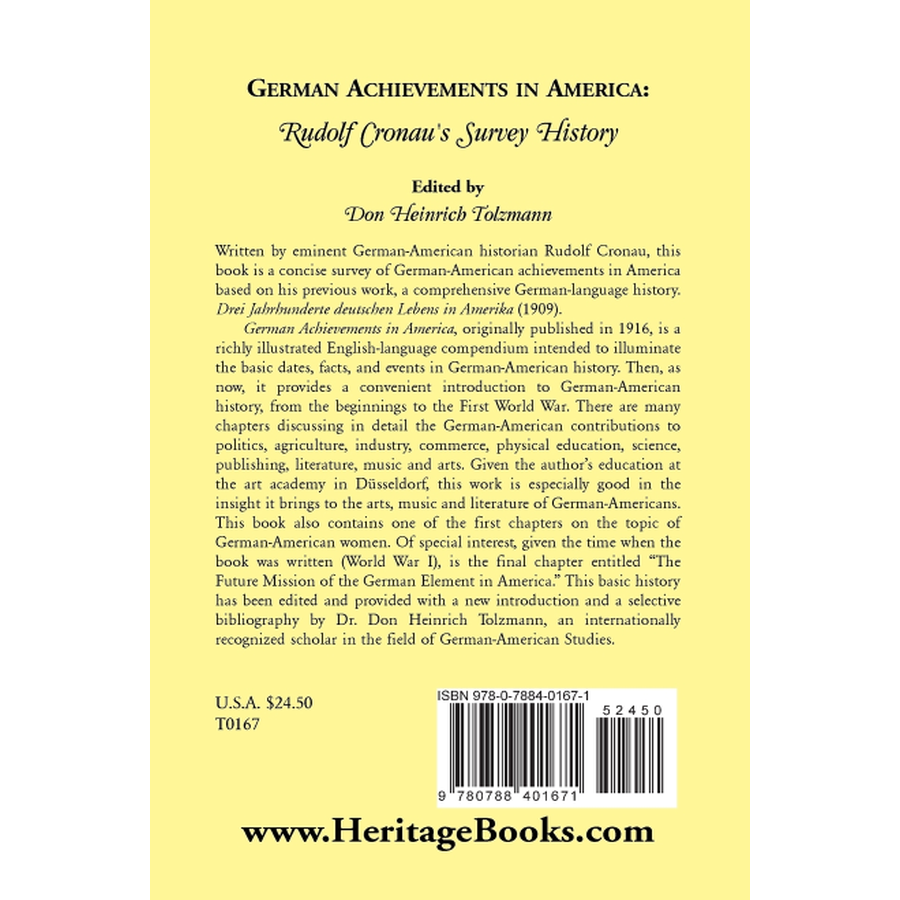 German Achievements in America: Rudolf Cronau's Survey History back cover