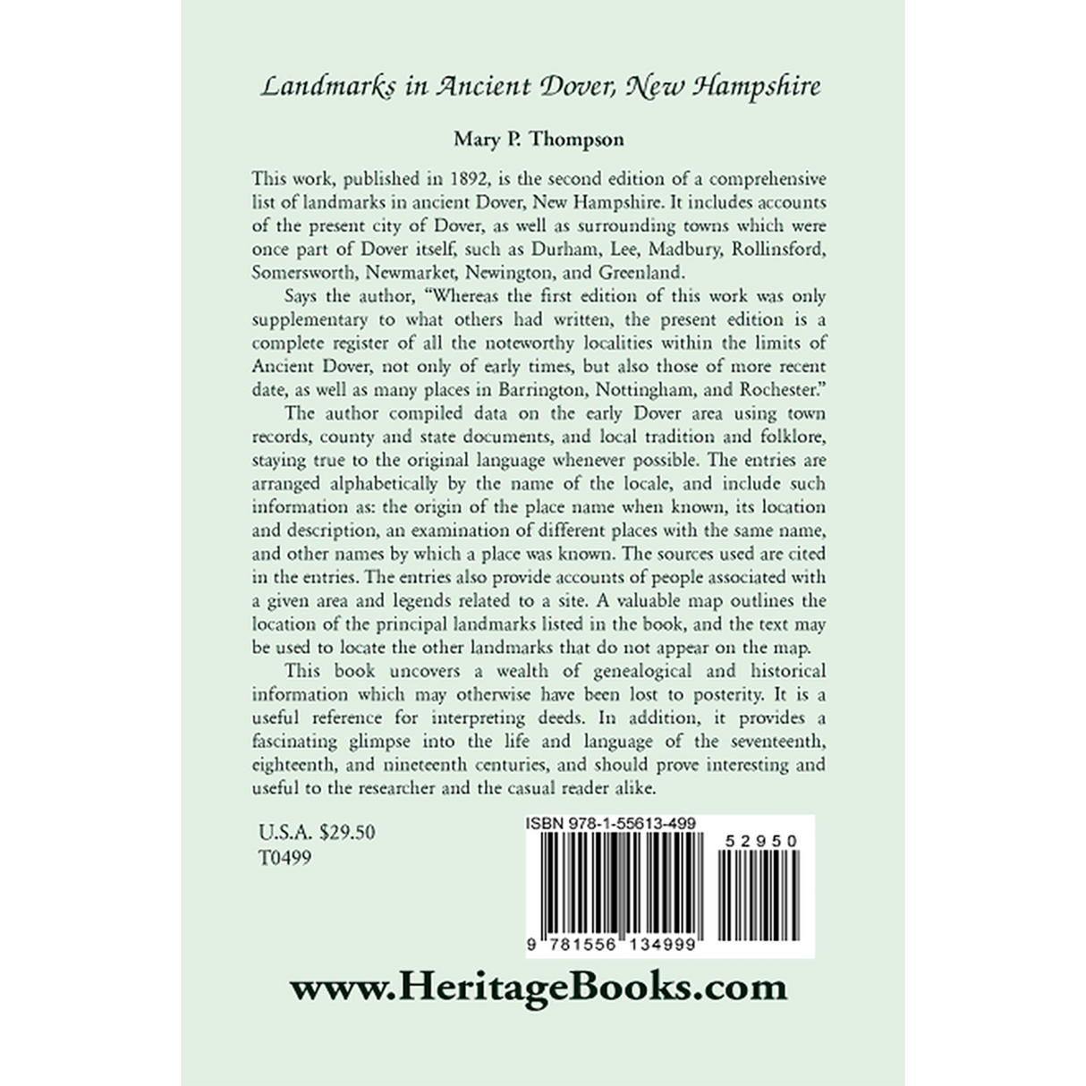 Landmarks in Ancient Dover, New Hampshire back cover