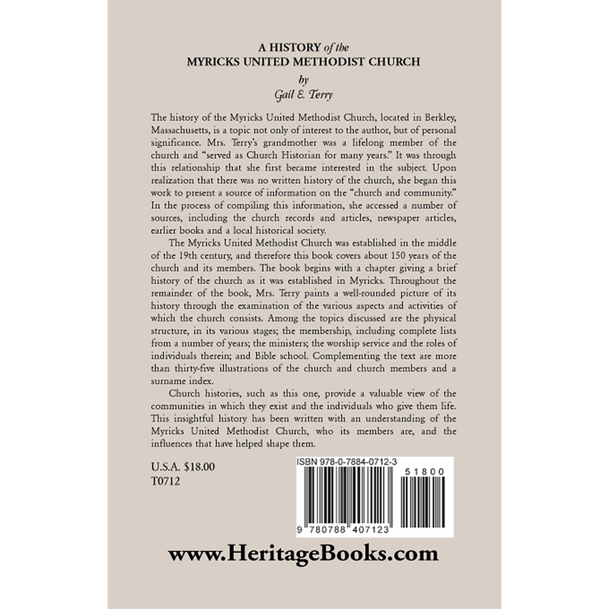 A History of the Myricks United Methodist Church back cover