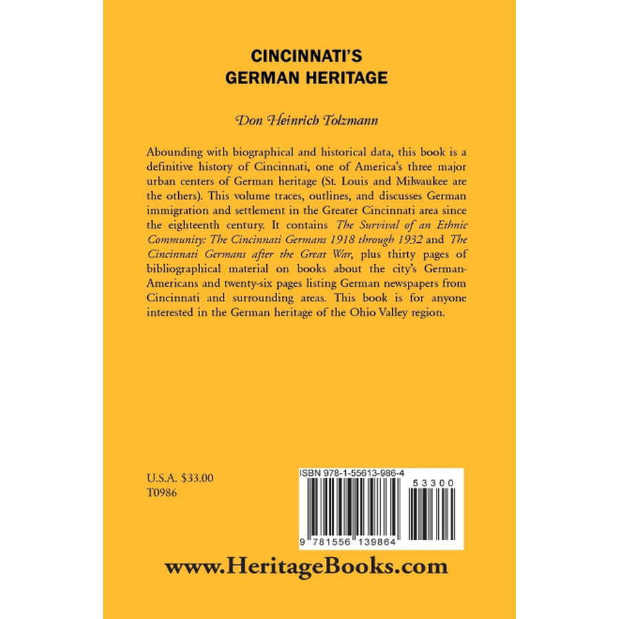 Cincinnati's German Heritage back cover