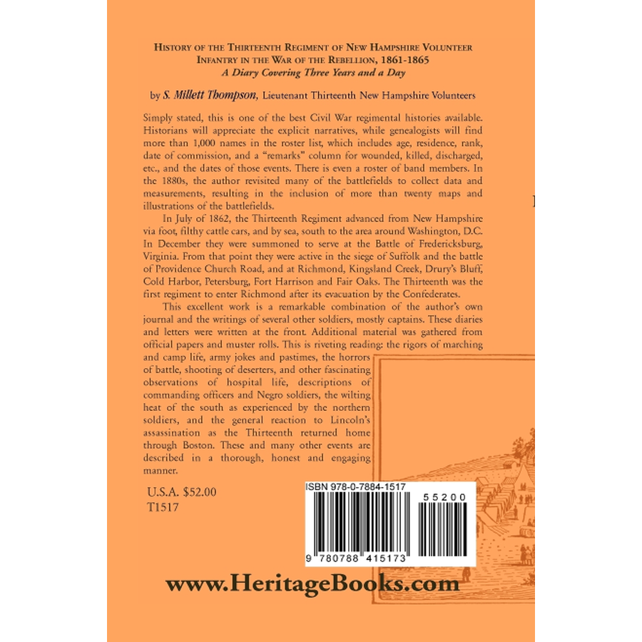 History of the Thirteenth Regiment of New Hampshire Volunteer Infantry in the War of the Rebellion, 1861-1865, A Diary Covering Three Years and a Day back cover