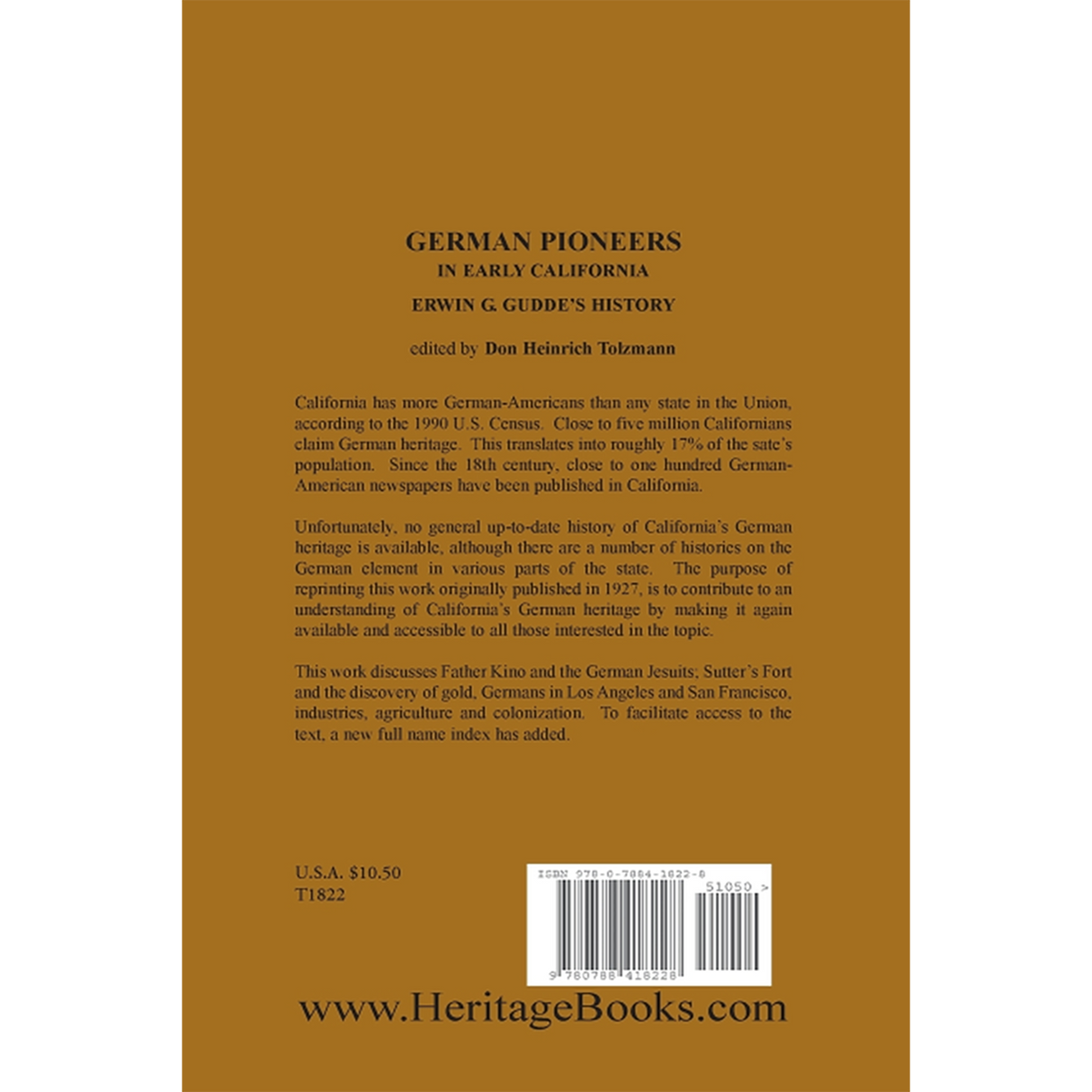 German Pioneers in Early California: Erwin G. Gudde's History back cover