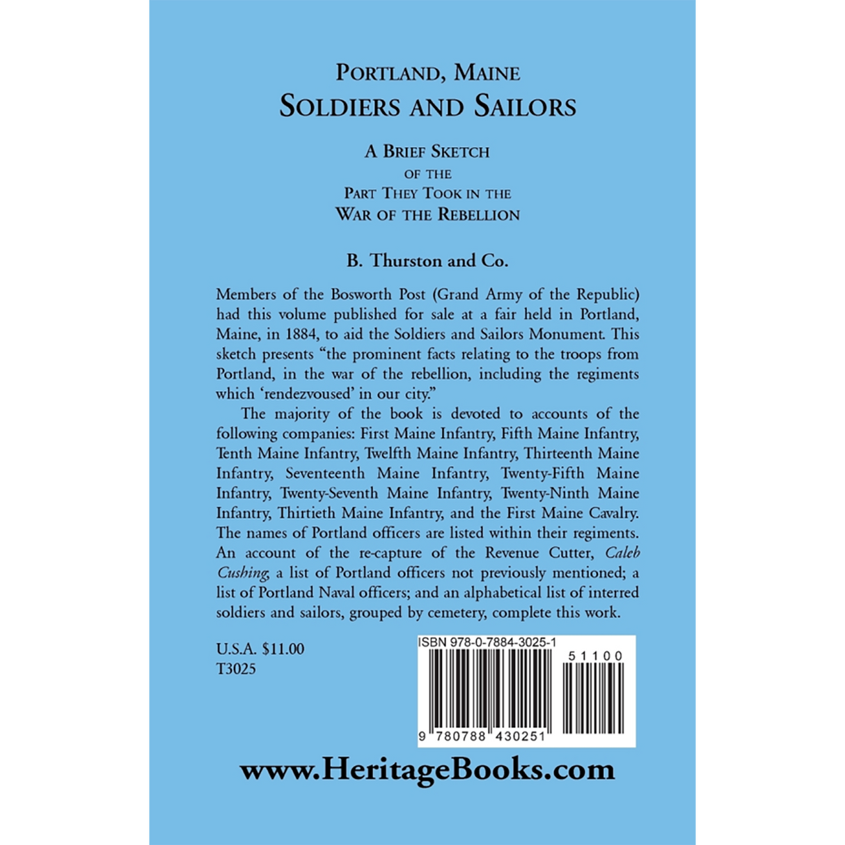 Portland Soldiers and Sailors, A Brief Sketch of the Part They Took in the War of the Rebellion back cover