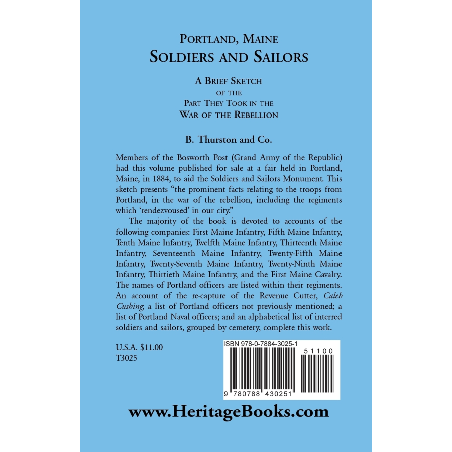 Portland Soldiers and Sailors, A Brief Sketch of the Part They Took in the War of the Rebellion back cover