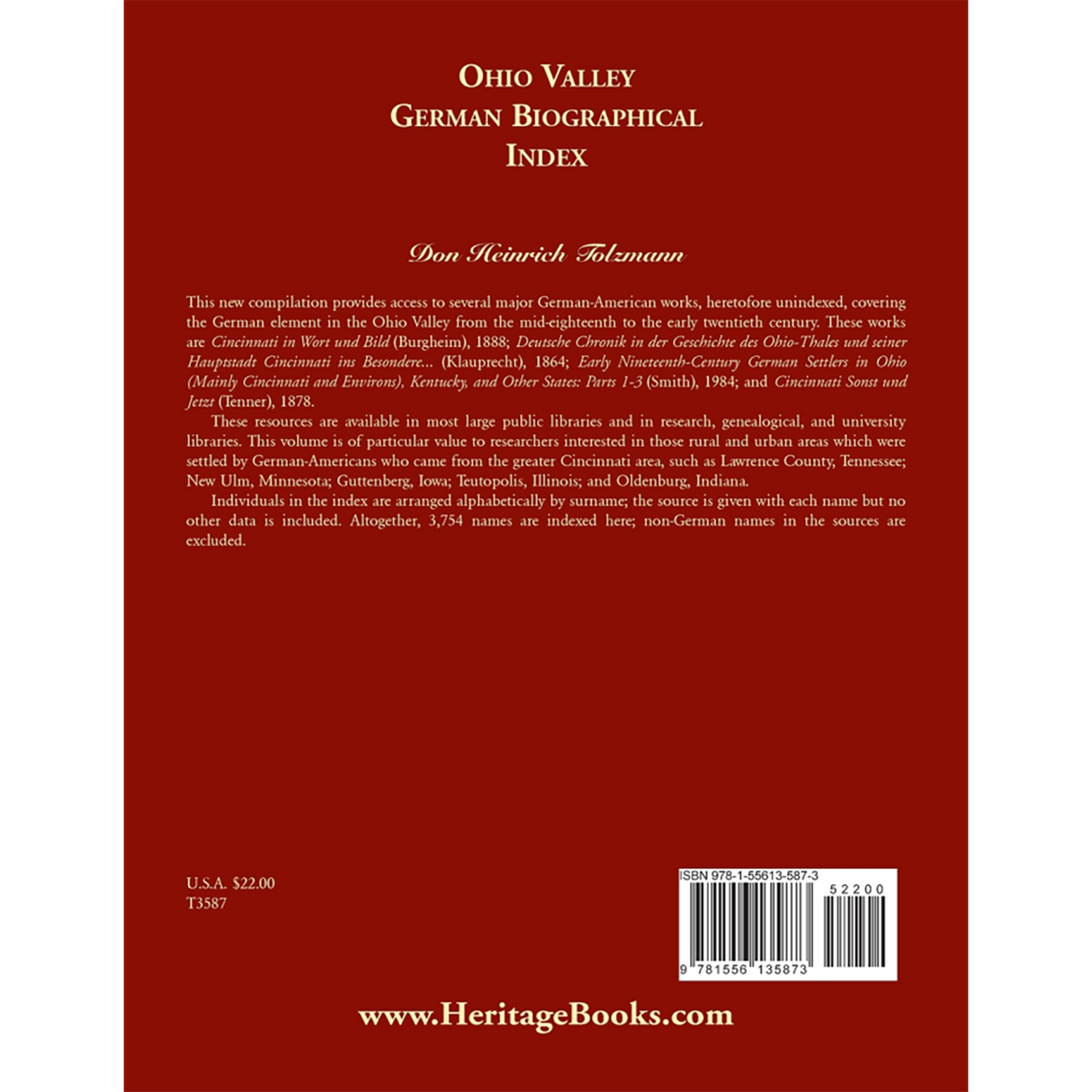 Ohio Valley German Biographical Index back cover