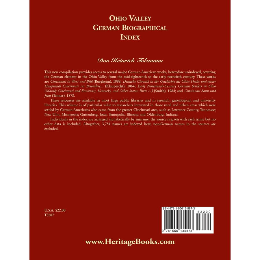 Ohio Valley German Biographical Index back cover