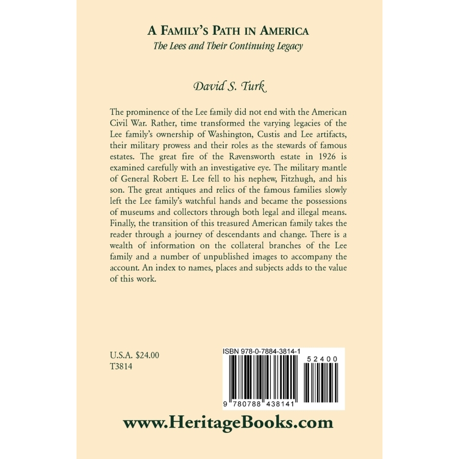 A Family's Path in America: The Lees and Their Continuing Legacy back cover