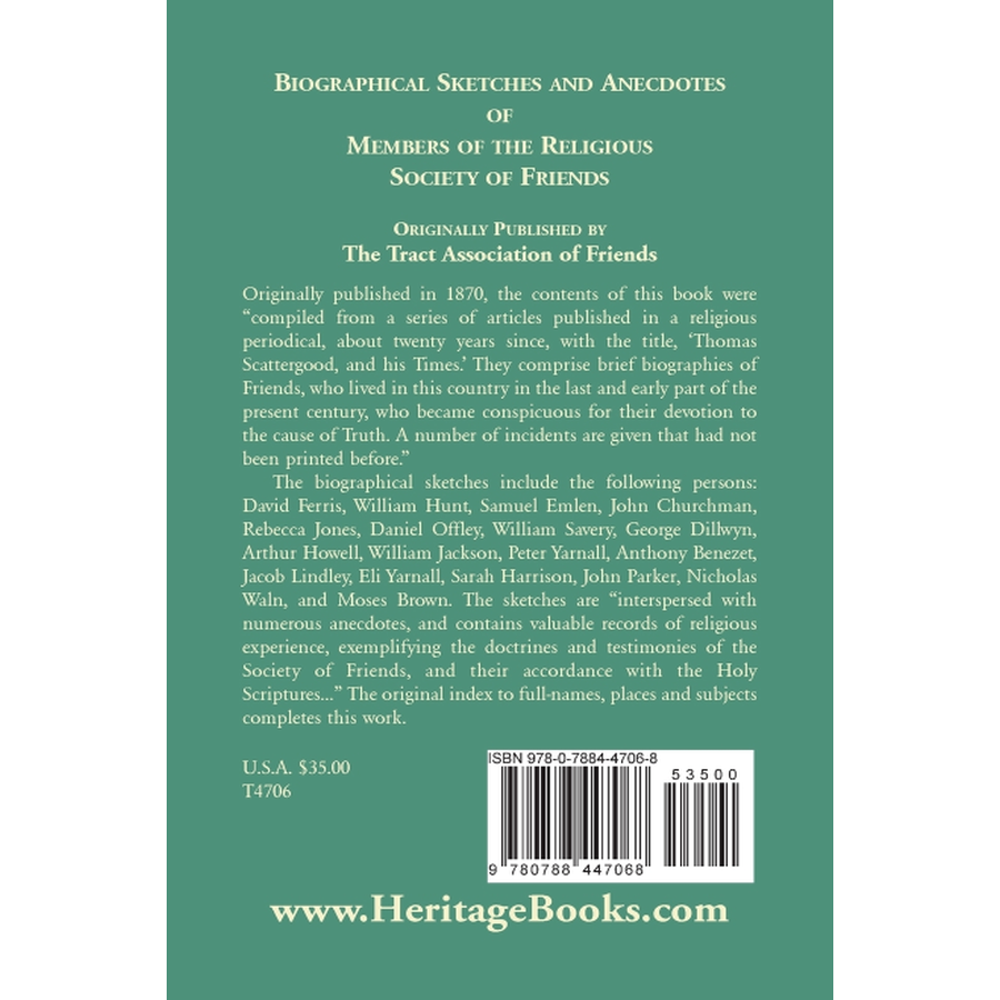 Biographical Sketches and Anecdotes of Members of the Religious Society of Friends back cover