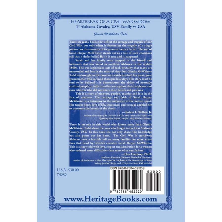 Heartbreak of a Civil War Widow back cover