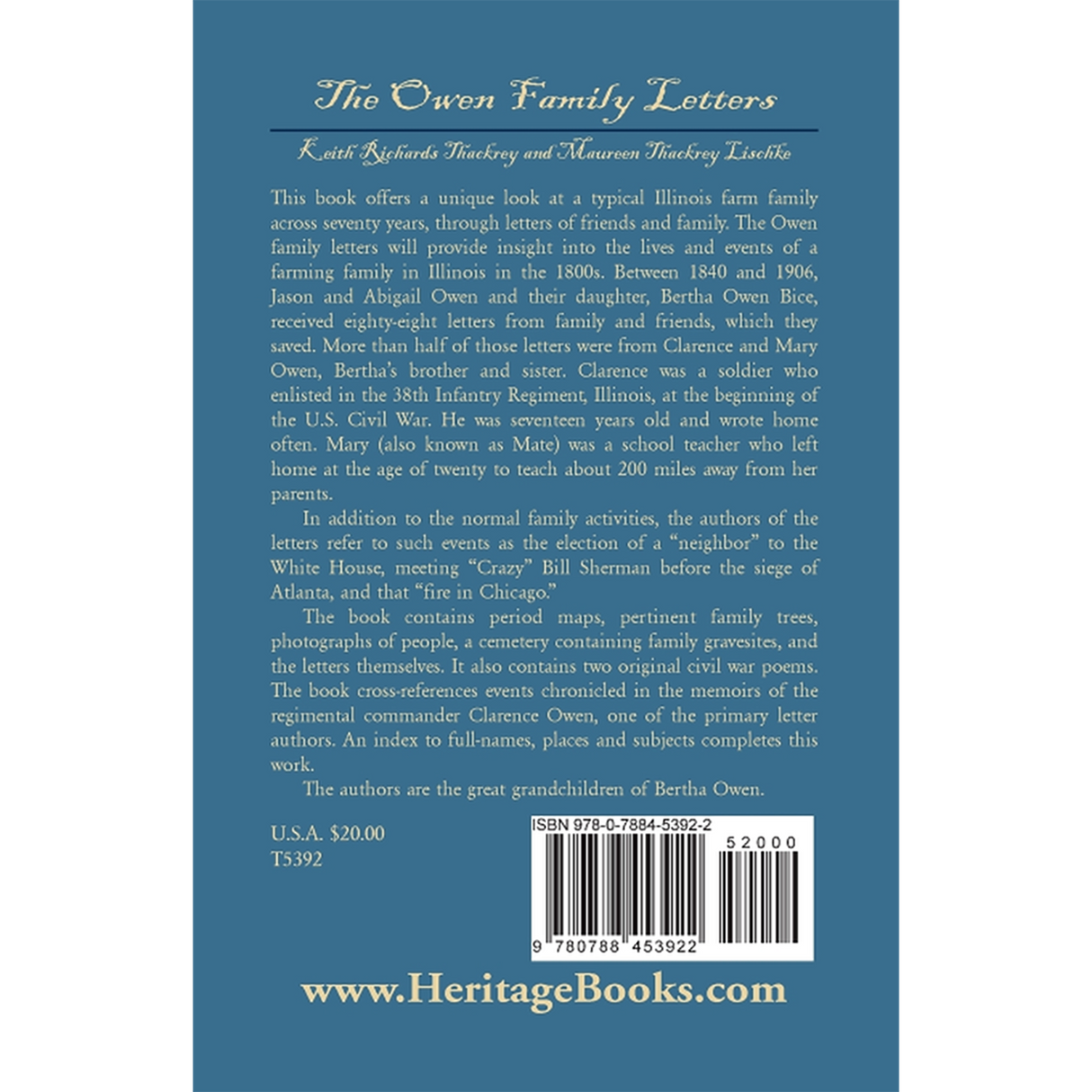 The Owen Family Letters back cover