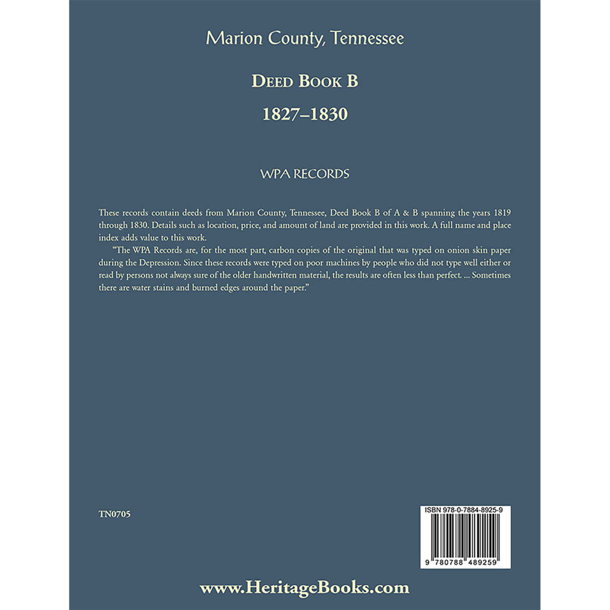 Marion County, Tennessee Deed Book B, 1827-1830