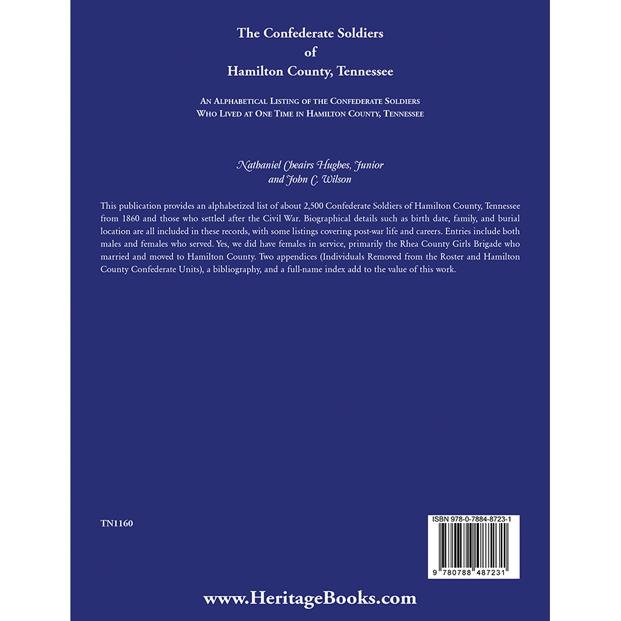 The Confederate Soldiers of Hamilton County, Tennessee back cover