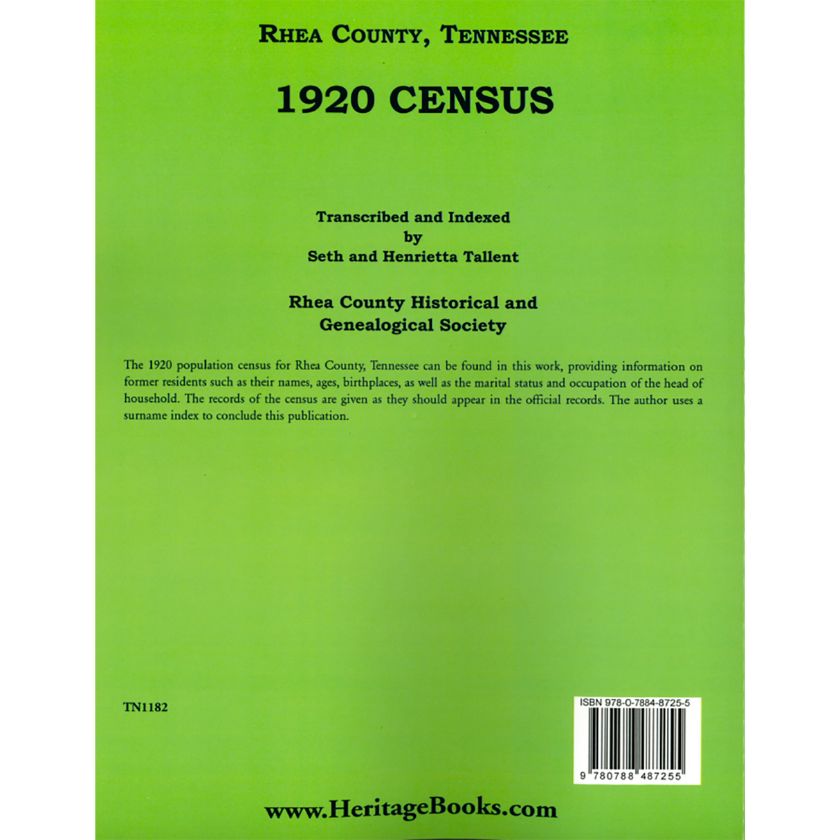 1920 Rhea County, Tennessee Census