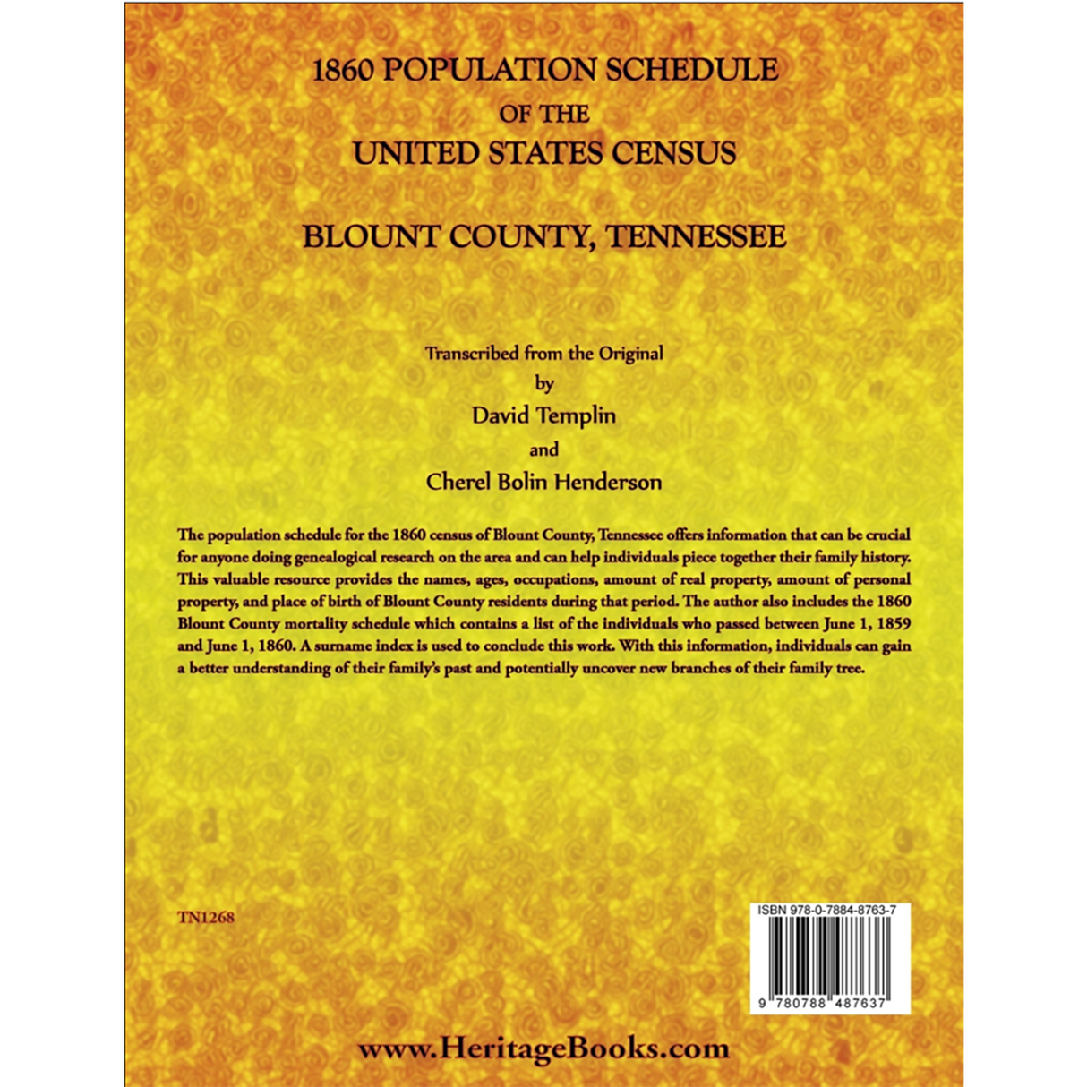 1860 Population Schedule of the United States Census, Blount County, Tennessee back cover
