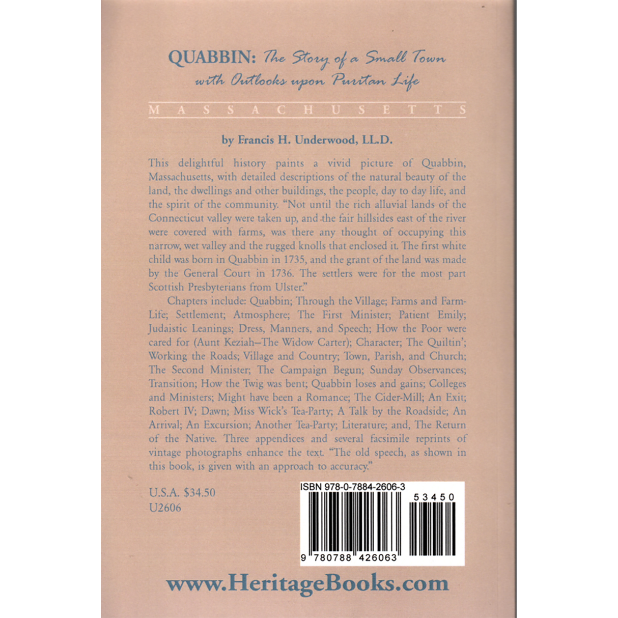 Quabbin: The Story of a Small Town with Outlooks Upon Puritan Life back cover