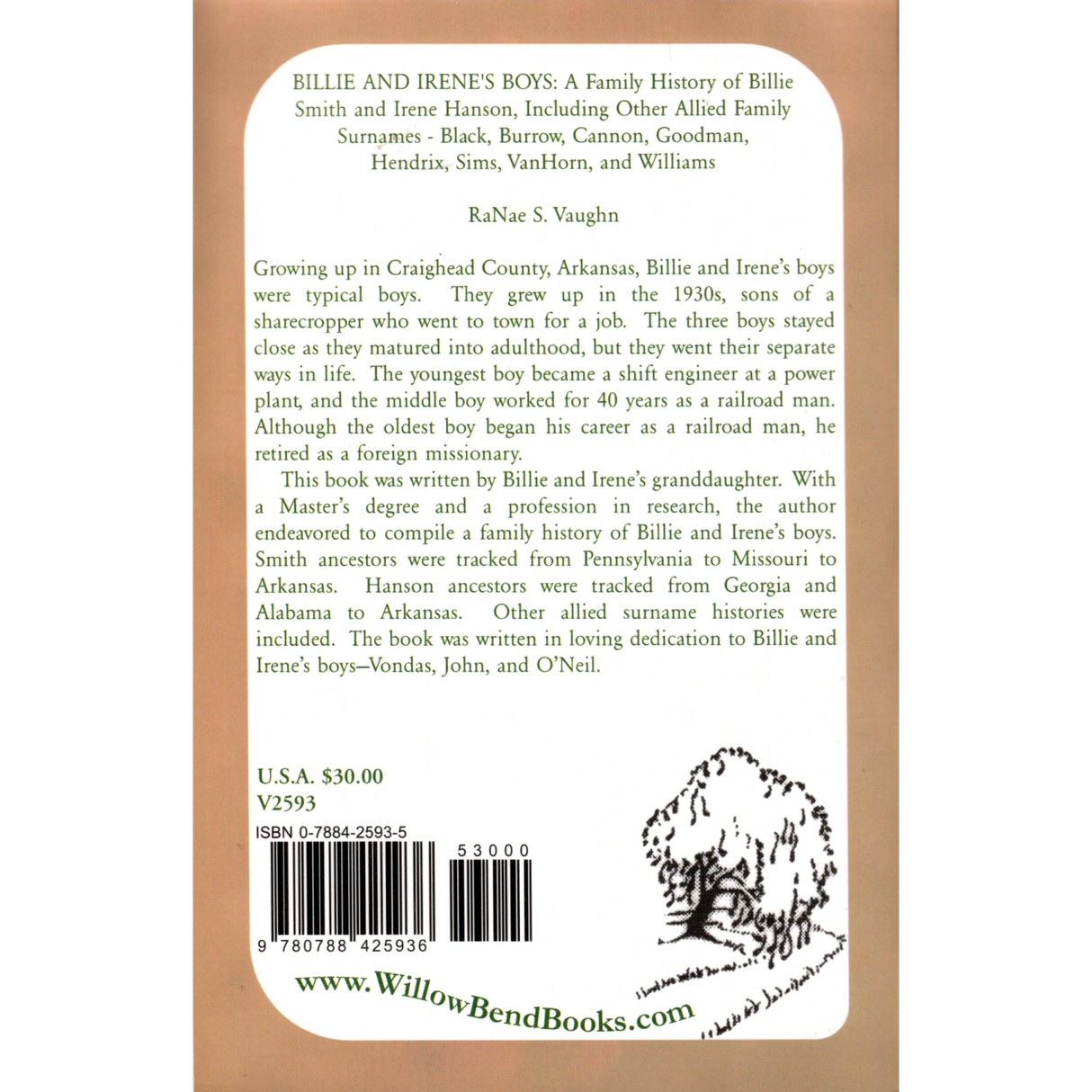 Billie and Irene's Boys: A Family History of Billie Smith and Irene Hanson back cover