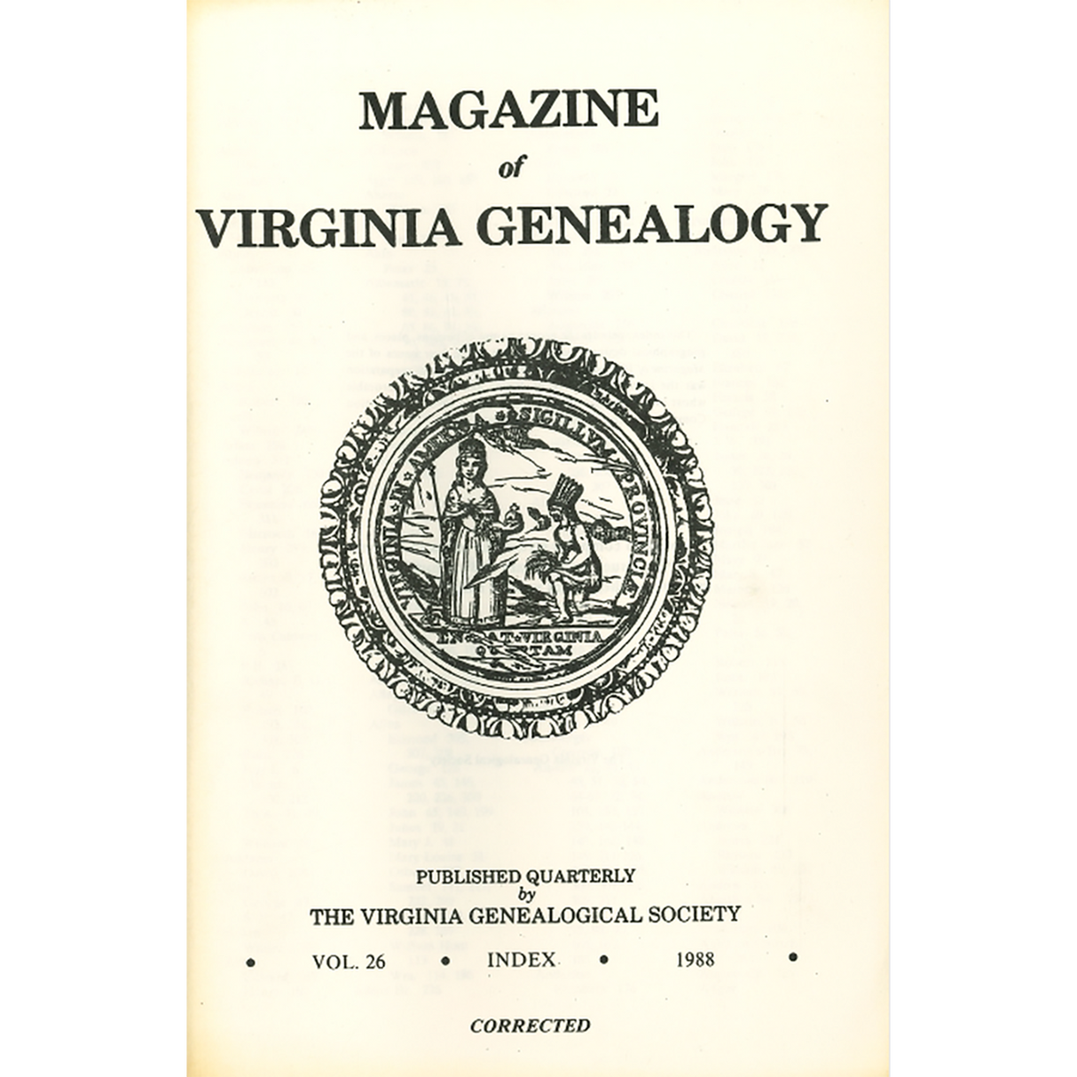 Magazine of Virginia Genealogy: Volume 26, index