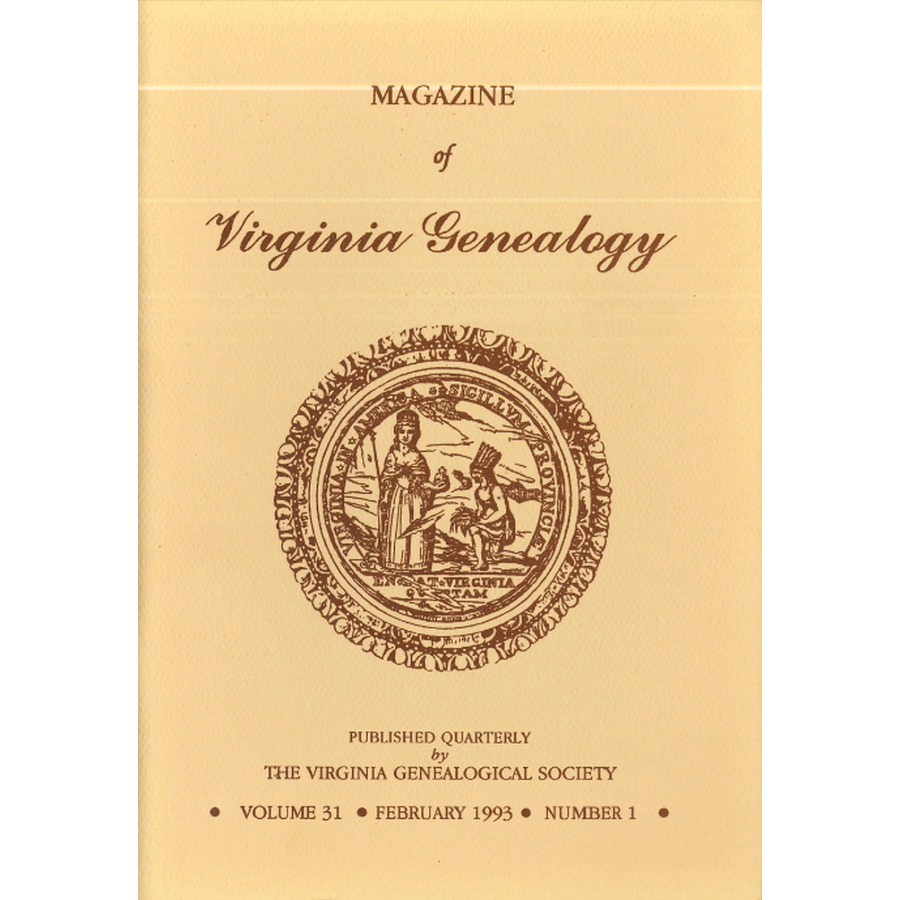 Magazine of Virginia Genealogy, Volume 31, Number 1, 1993