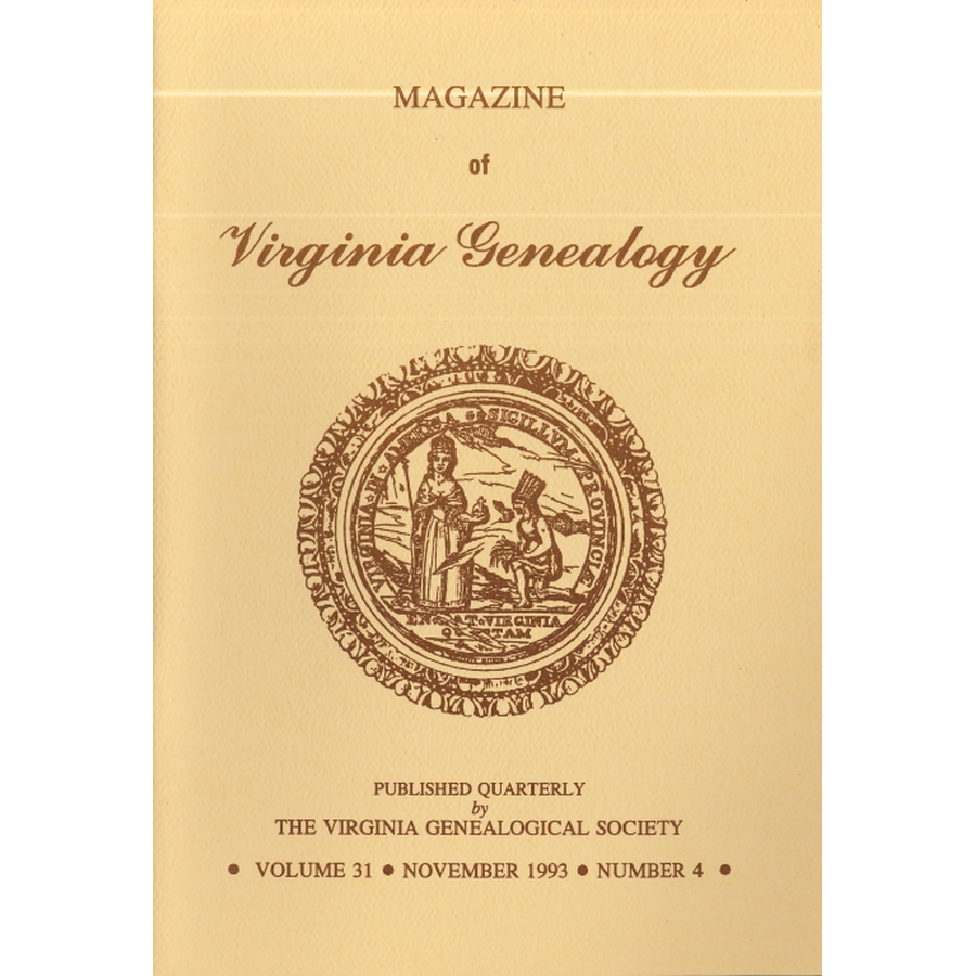 Magazine of Virginia Genealogy, Volume 31, Number 4, 1993