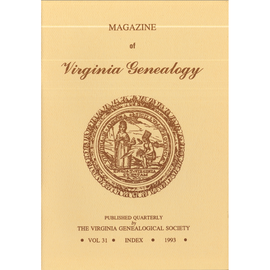 Magazine of Virginia Genealogy, Volume 31, index, 1993