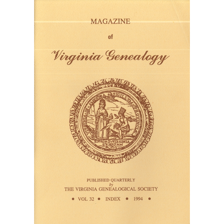 Magazine of Virginia Genealogy, Volume 32, index, 1994