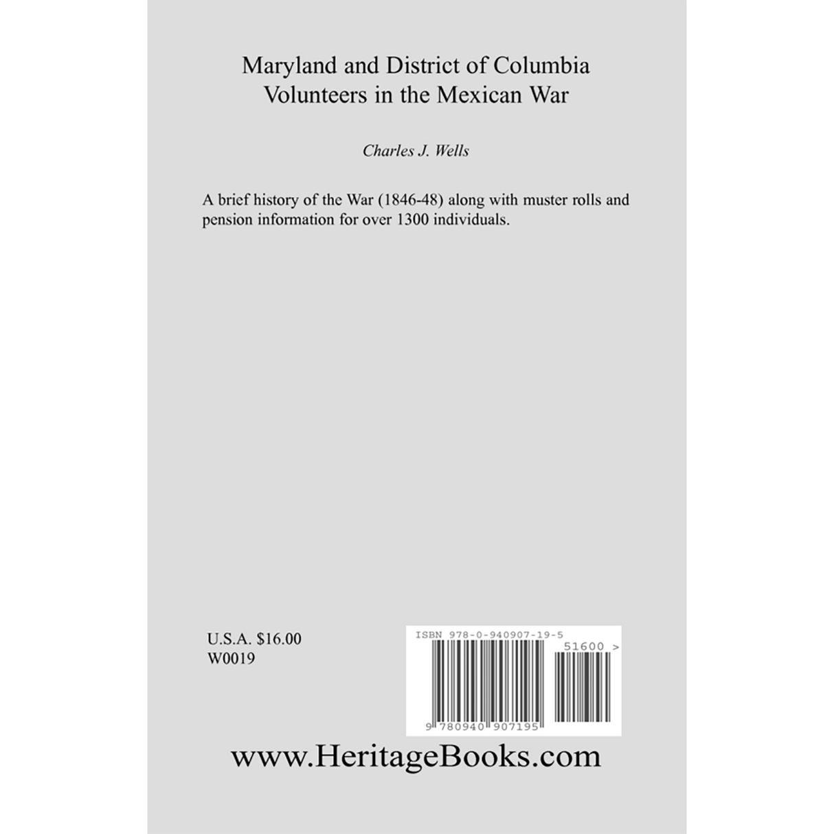 Maryland and District of Columbia Volunteers in the Mexican War back cover