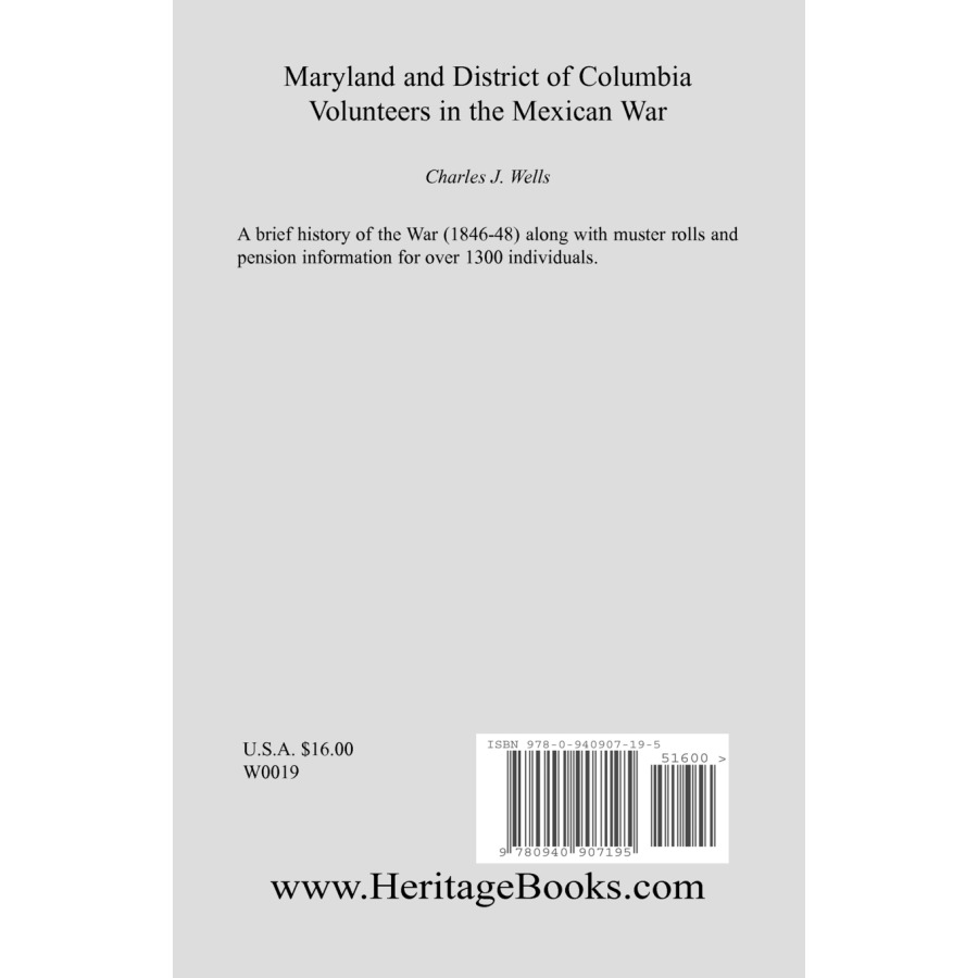 Maryland and District of Columbia Volunteers in the Mexican War back cover