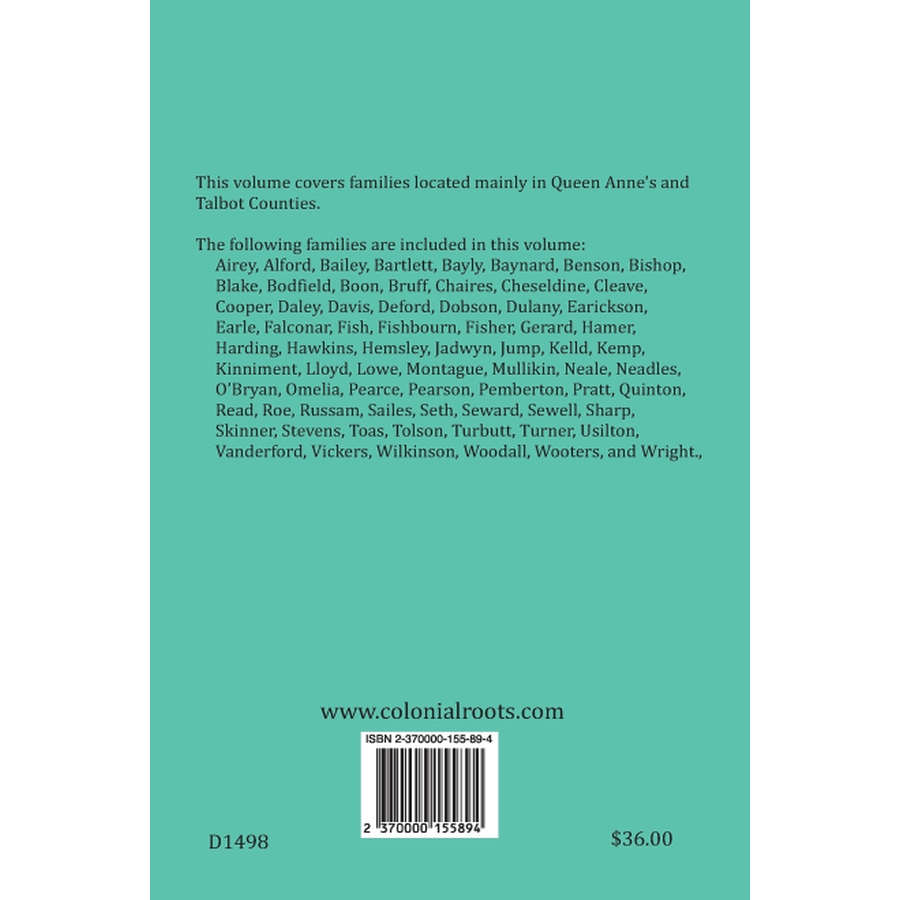 Colonial Families of the Eastern Shore of Maryland, Volume 4 back cover