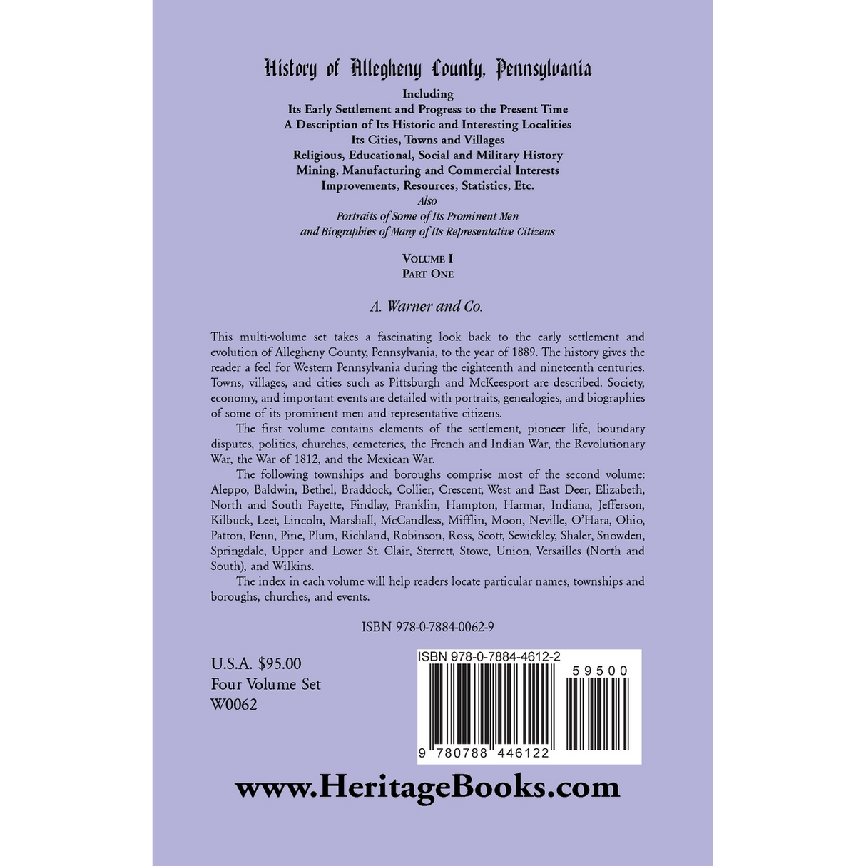 History of Allegheny County, Pennsylvania Including its Early Settlement and Progress to the Present Time, Volume 1, Part 1 back cover