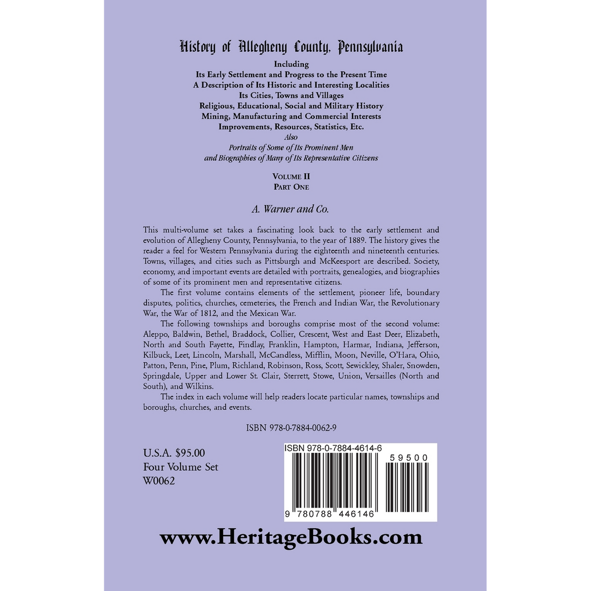 History of Allegheny County, Pennsylvania Including its Early Settlement and Progress to the Present Time, Volume 2, Part 1 back cover