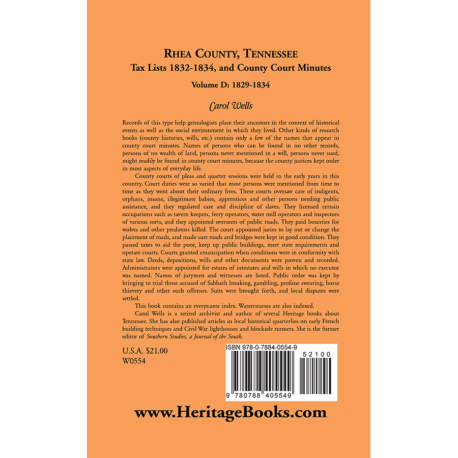 Rhea County, Tennessee Tax Lists, 1832-1834 and County Court Minutes, Volume D, 1829-1834 back cover