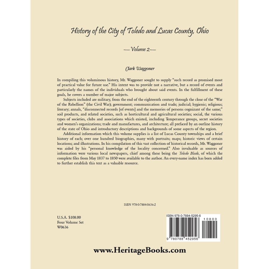 History of the City of Toledo and Lucas County, Ohio, Volume 2 back cover