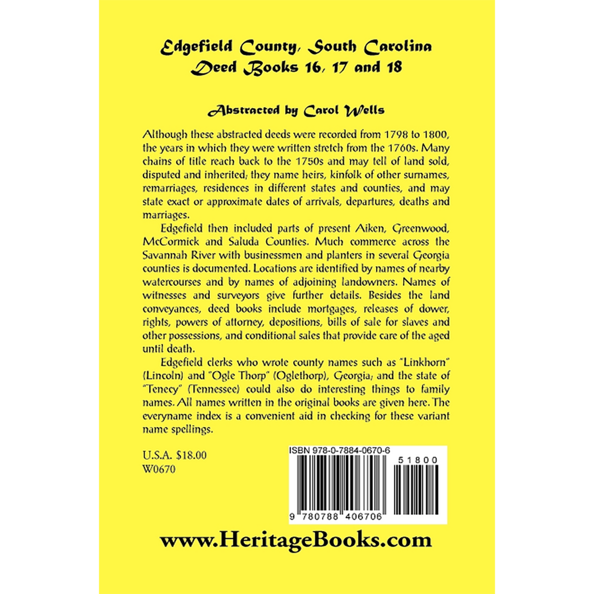 Edgefield County, South Carolina, Deed Books 16, 17 and 18 back cover