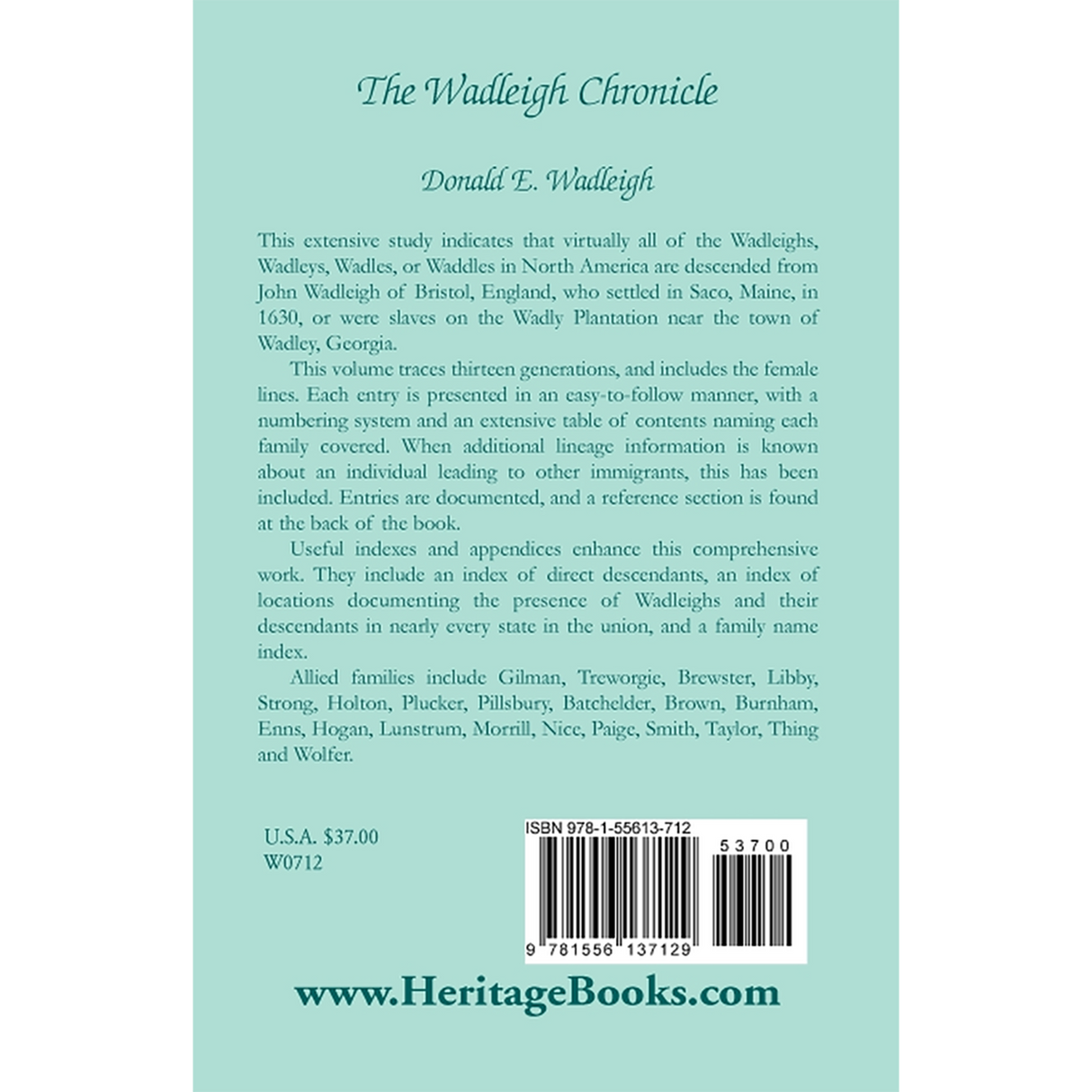 The Wadleigh Chronicle back cover