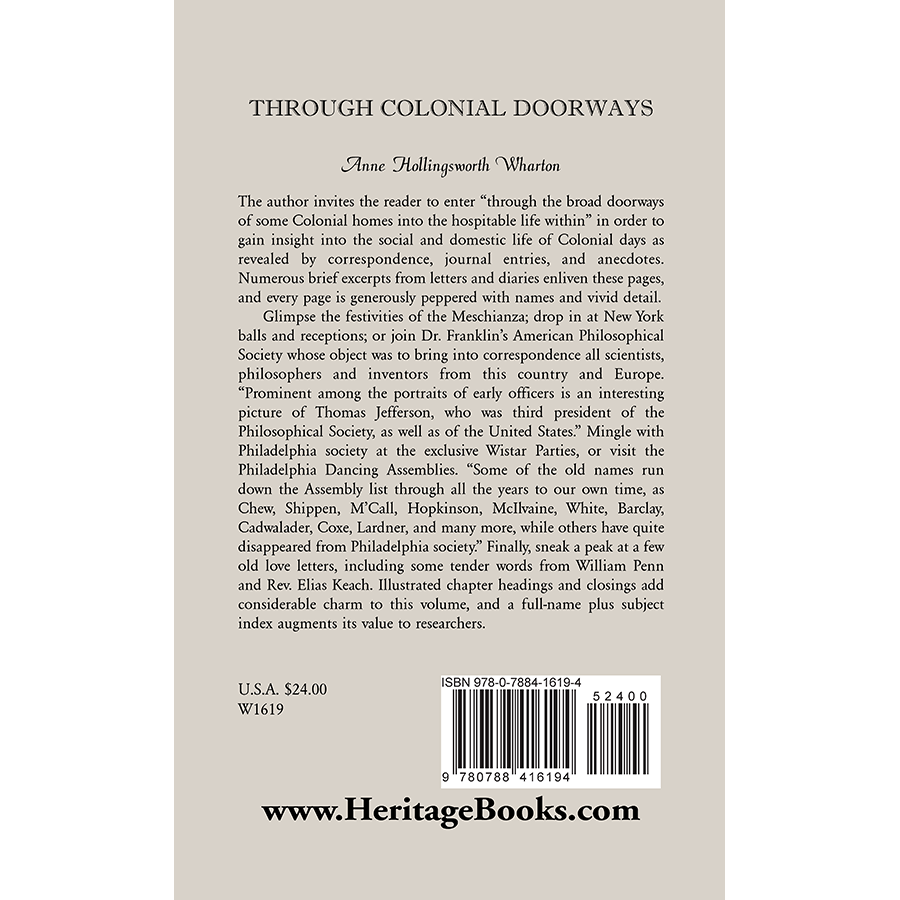 Through Colonial Doorways back cover