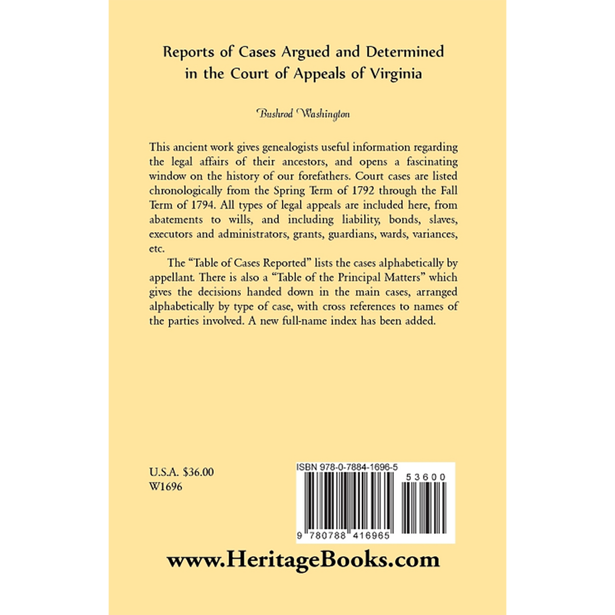 Reports of Cases Argued and Determined in the Court of Appeals of Virginia back cover