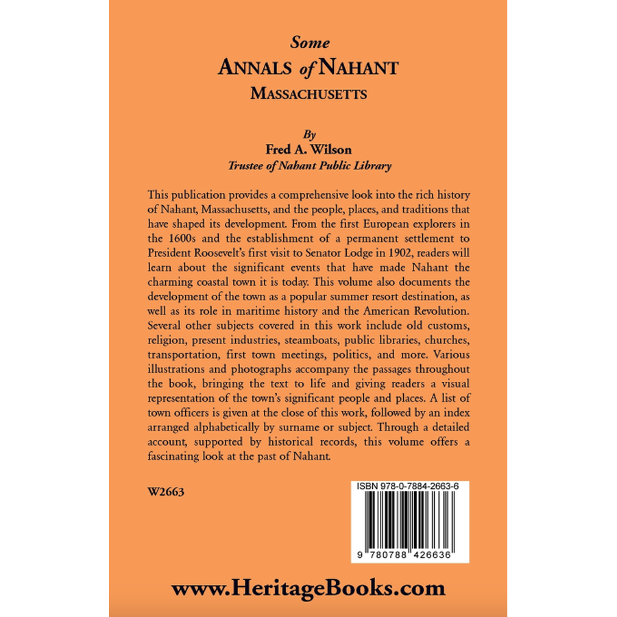 Some Annals of Nahant, Massachusetts back cover