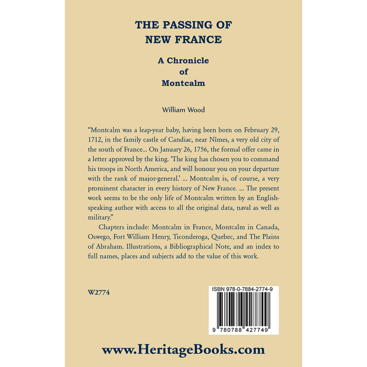 The Passing of New France back cover