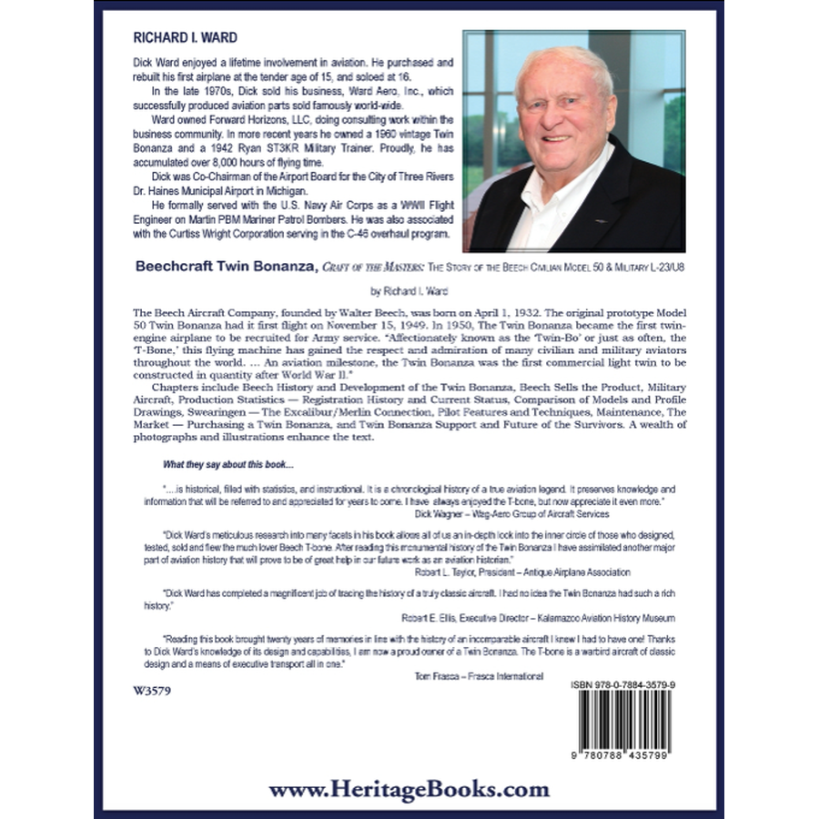 Beechcraft Twin Bonanza, Craft of the Masters: The Story of the Beech Civilian Model 50 and Military L-23/U8 back cover