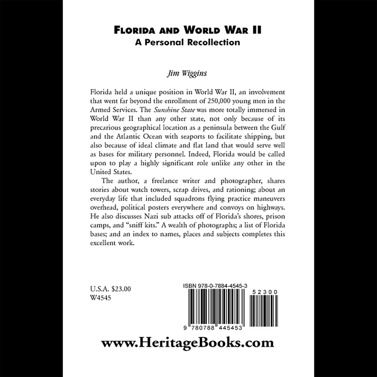 Florida and World War II: A Personal Recollection back cover