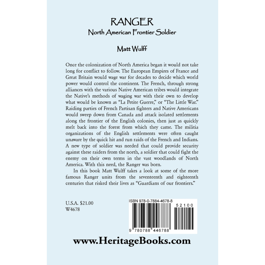 Ranger: North American Frontier Soldier back cover