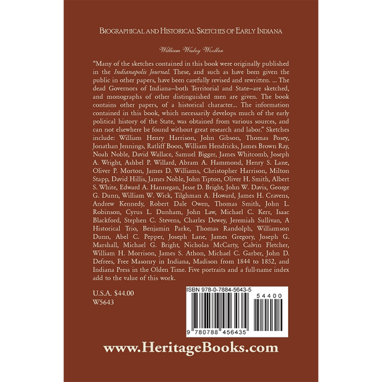 Biographical and Historical Sketches of Early Indiana back cover