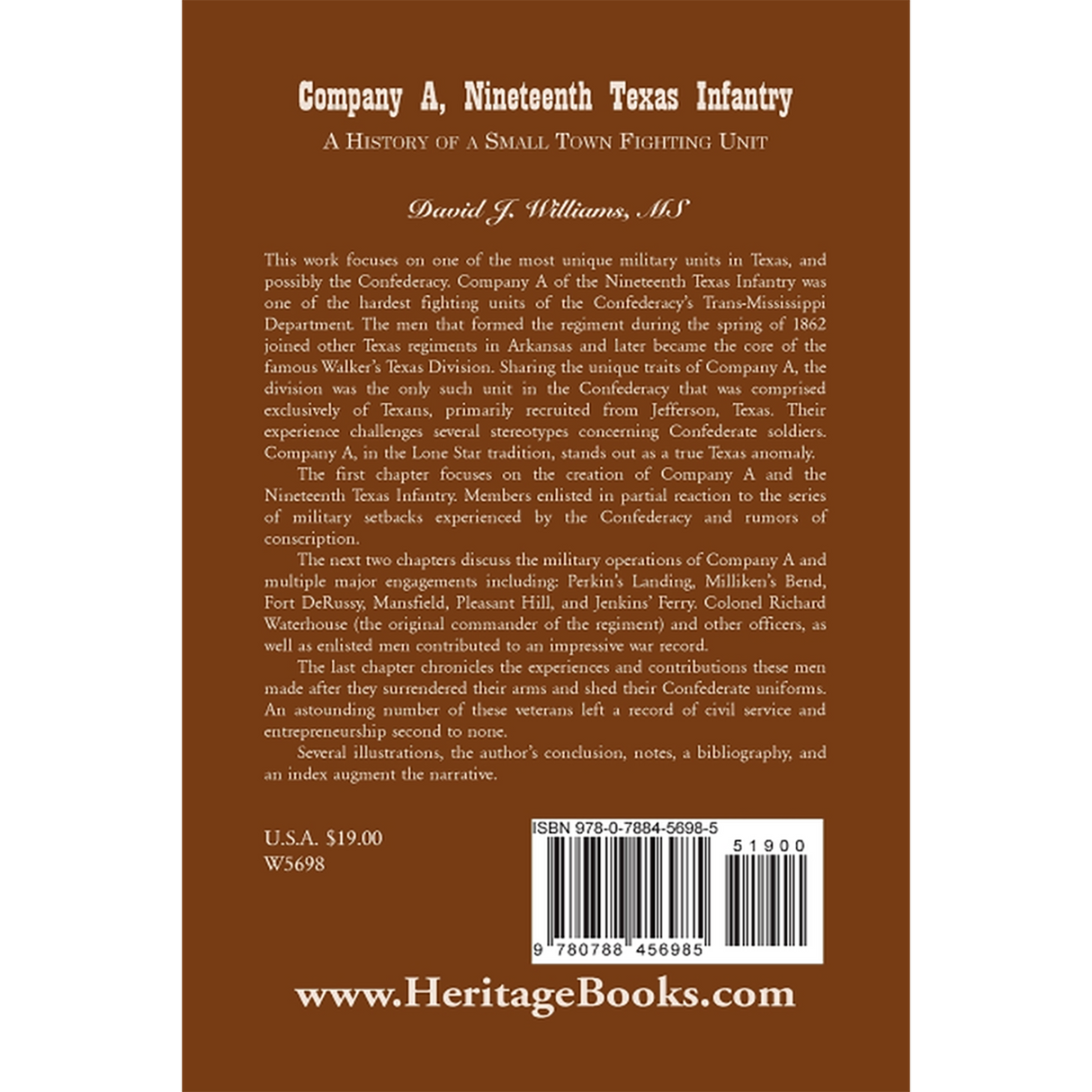 Company A, Nineteenth Texas Infantry: A History of a Small Town Fighting Unit back cover