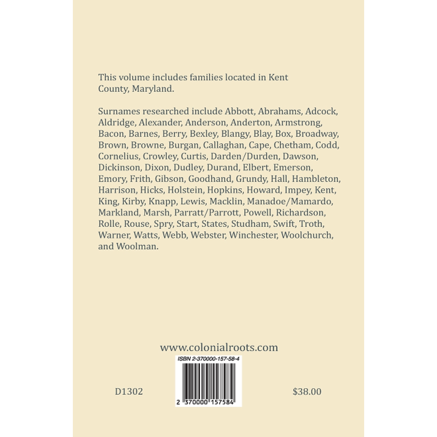 Colonial Families of the Eastern Shore of Maryland, Volume 3 back cover