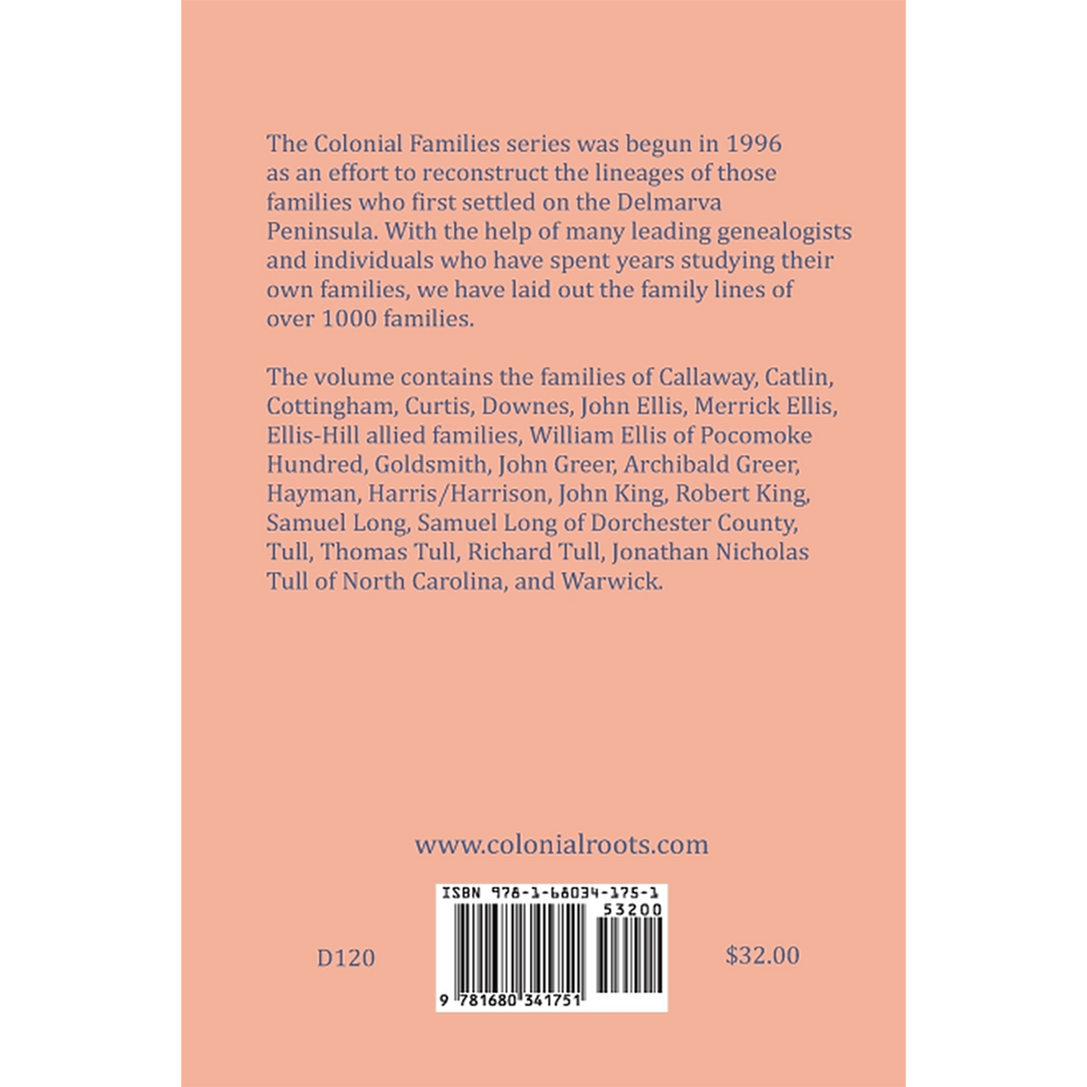 Colonial Families of the Eastern Shore of Maryland, Volume 17 back cover